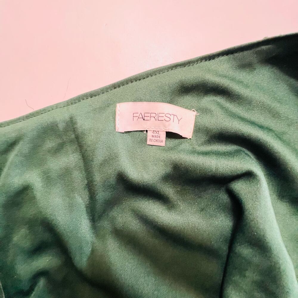 Faeriesty Sequin One Shoulder A Line Maxi Dress Size 4X Green - Picture 4 of 9